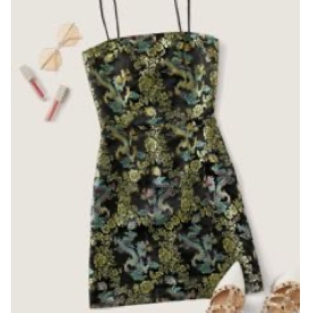 Black Dress with Dragon Embroidery